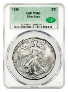 1986 1 oz Silver Eagle CACG MS69