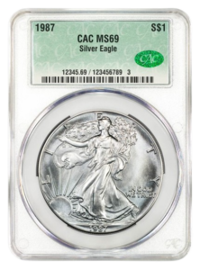 1987 1 oz Silver Eagle CACG MS69