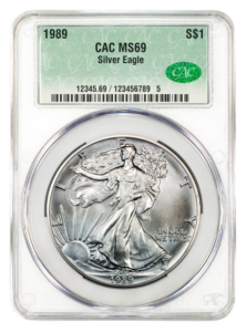 1989 1 oz Silver Eagle CACG MS69