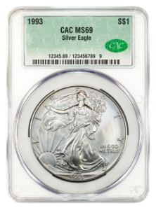 1993 1 oz Silver Eagle CACG MS69