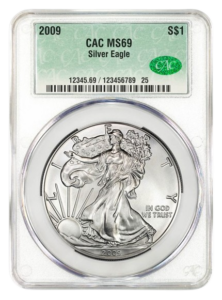 2009 1 oz Silver Eagle CACG MS69
