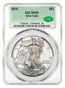 2010 1 oz Silver Eagle CACG MS69