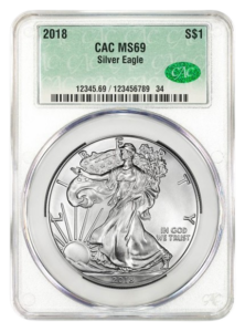 2018 1 oz Silver Eagle CACG MS69