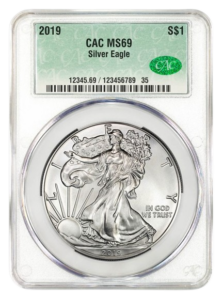 2019 1 oz Silver Eagle CACG MS69