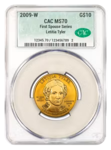 2009-W $10 Gold First Spouse CACG MS70 - Letitia Tyler