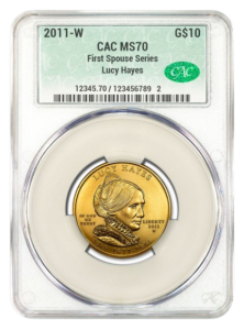 2011-W $10 Gold First Spouse CACG MS70 - Lucy Hayes