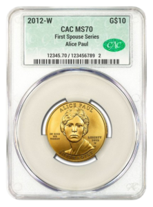 2012-W $10 Gold First Spouse CACG MS70 - Alice Paul