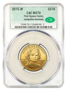 2015-W $10 Gold First Spouse CACG MS70 - Jacqueline Kennedy