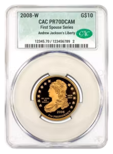 2008-W $10 Gold First Spouse CACG PR70DCAM - Jackson's Liberty