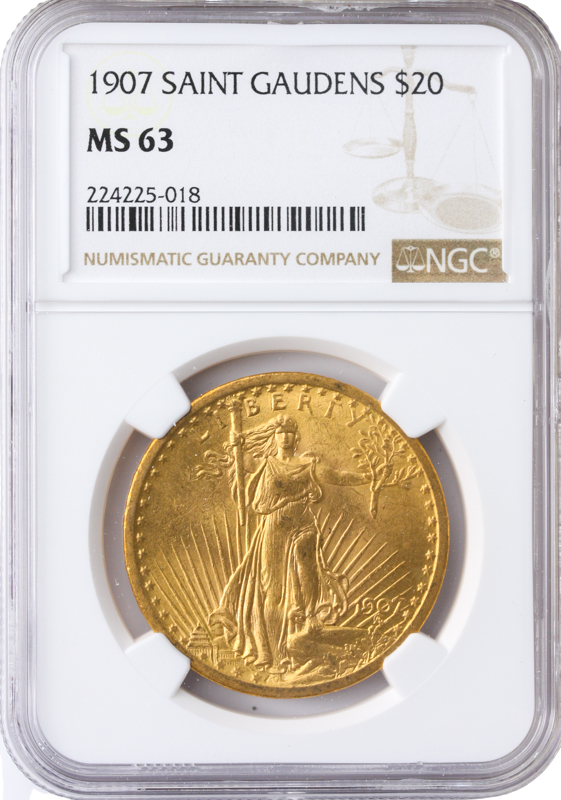 1907 $20 Saint Gaudens NGC MS63 No Motto 1907 $20 Saint Gaudens NGC MS63 No Motto