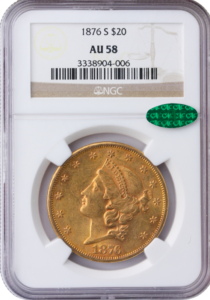1876-S $20 Liberty NGC AU58 CAC