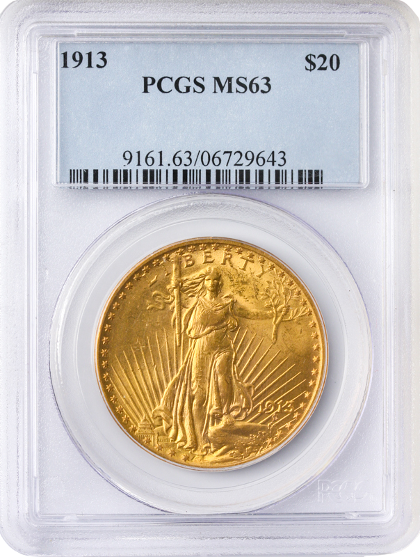 1913 $20 Saint Gaudens PCGS MS63
