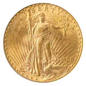 1908 $20 Saint Gaudens W/M PCGS MS63
