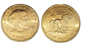 1999-P Susan B. Anthony Dollar Struck on a Sacagawea Planchet