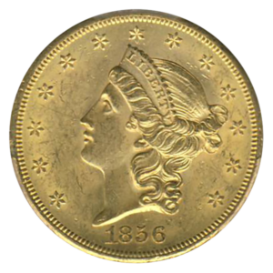 1856-S $20 Liberty PCGS MS62 CAC
