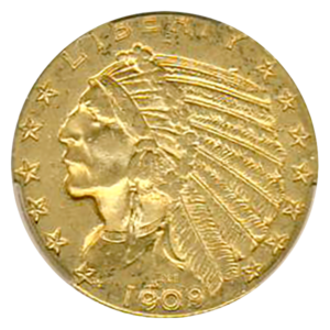 1909-O $5 Indian CACG AU55