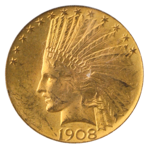 1908 $10 Indian With Motto PCGS MS62 CAC