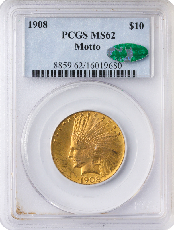 1908 $10 Indian With Motto PCGS MS62 CAC 1908 $10 Indian With Motto PCGS MS62 CAC