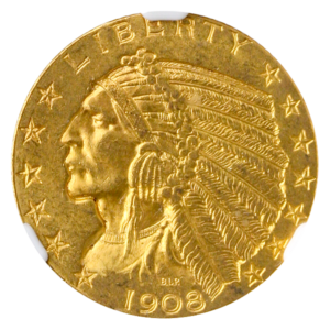1908 $5 Indian NGC MS63 CAC