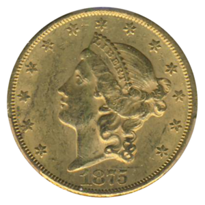 1875-CC $20 Liberty PCGS AU58 CAC +