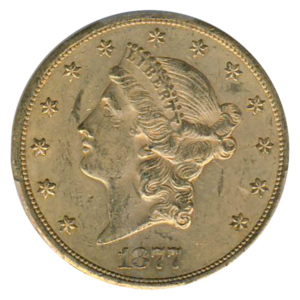 1877-CC $20 Liberty PCGS AU53 CAC