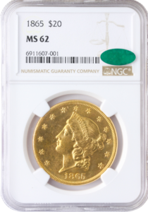1865 $20 Liberty Gold Double Eagle NGC MS62 CAC