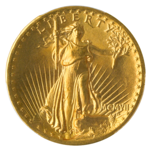 1907 $20 Saint Gaudens Flat Edge High Relief PCGS MS66