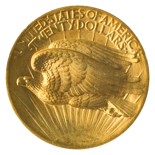 1907 $20 Saint Gaudens Flat Edge High Relief PCGS MS66