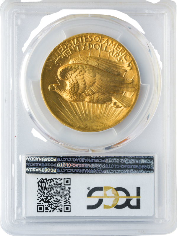 1907 $20 Saint Gaudens Flat Edge High Relief PCGS MS66