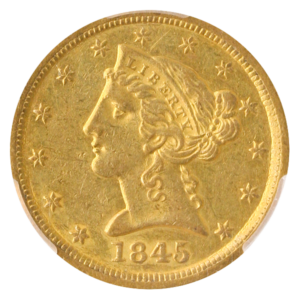 1845-O $5 Liberty CACG AU58