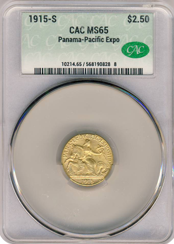 1915-S $2.50  Panama Pacific Gold Commemorative CACG MS65