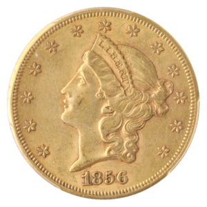 1856-S $20 Liberty PCGS AU58 CAC