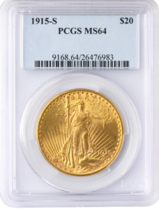 1915-S $20 Saint Gaudens PCGS MS64