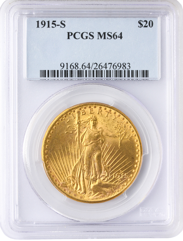 1915-S $20 Saint Gaudens PCGS MS64