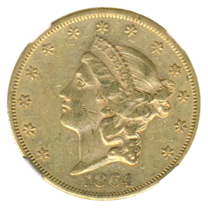 1864 $20 Liberty NGC AU53 CAC