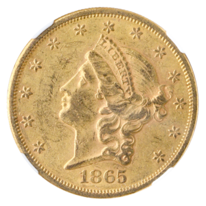1865 $20 Liberty NGC AU55 CAC