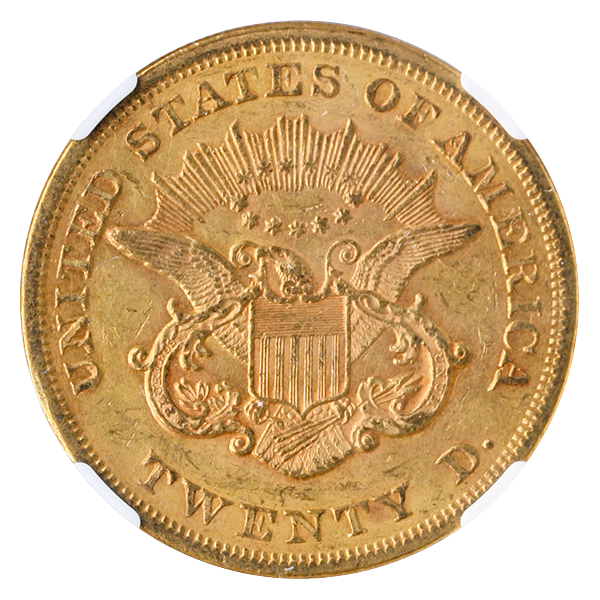1865 $20 Liberty NGC AU55 CAC 1865 $20 Liberty NGC AU55 CAC