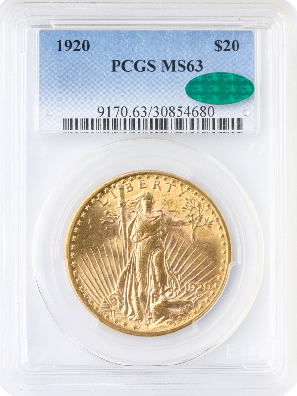 1920 $20 Saint Gaudens PCGS MS63 CAC 1920 $20 Saint Gaudens PCGS MS63 CAC