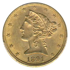 1891-CC $5 Liberty PCGS MS63 CAC +