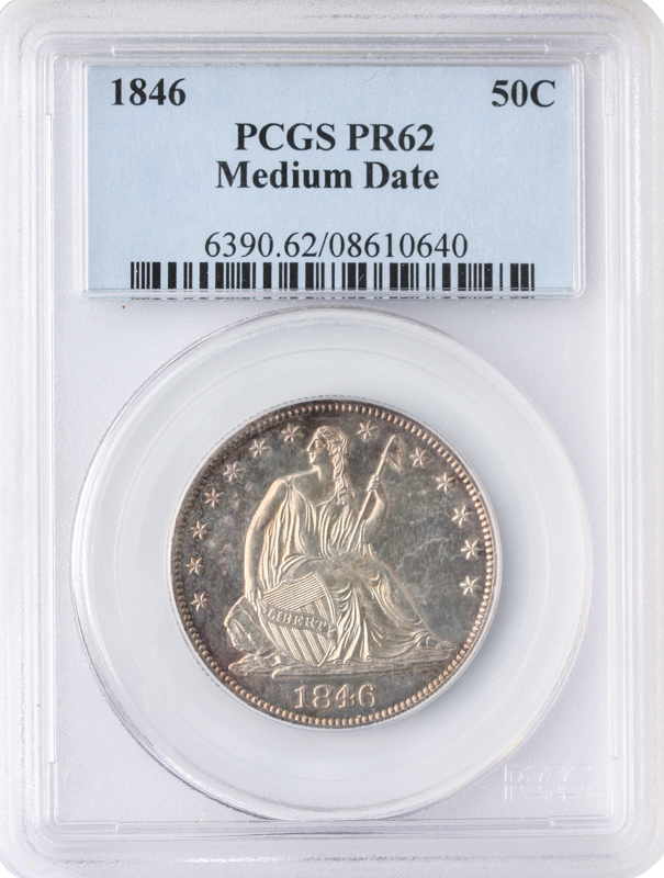 1846 Seated Liberty Half Dollar Medium Date PCGS PR62