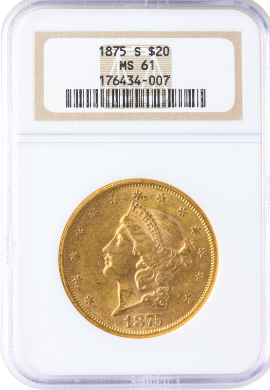 1875-S $20 Liberty NGC MS61