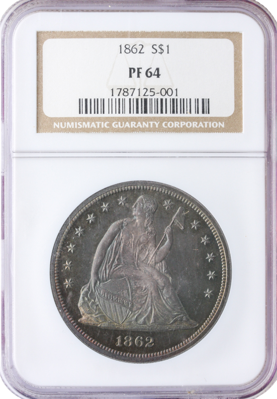 1862 Seated Liberty $1 NGC PR64