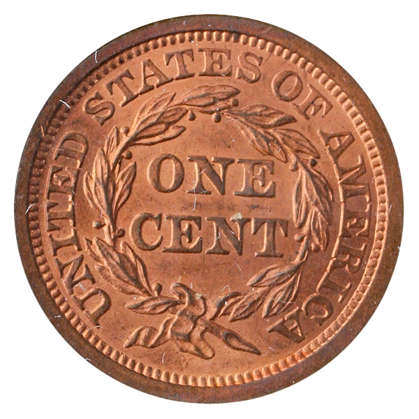 1855 Braided Hair Cent NGC MS66
