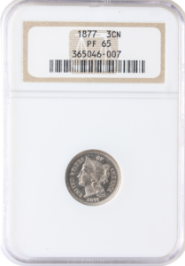 1877 Three Cent Nickel NGC PR65