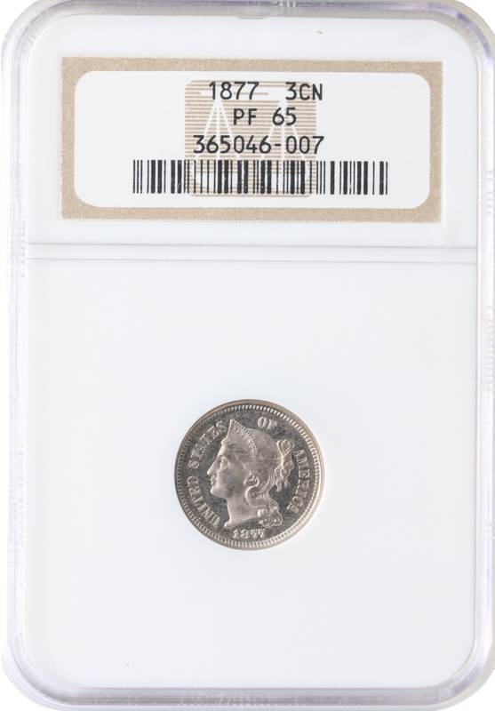 1877 Three Cent Nickel NGC PR65