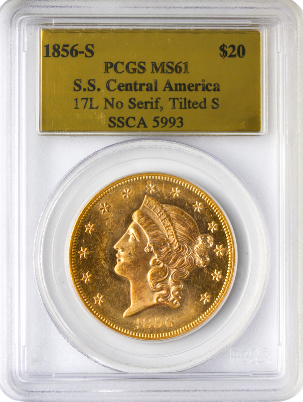 1856-S $20 Liberty SSCA PCGS MS61