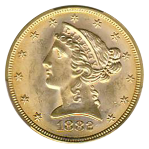 1882 $5 Liberty CACG MS66