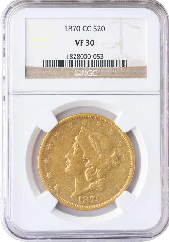 1870-CC $20 Liberty NGC VF30