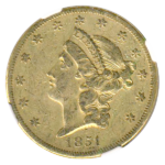 1851-O $20 Liberty NGC XF45 CAC