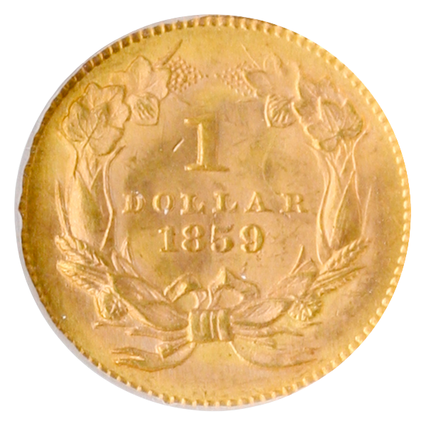 1859 Gold $1 Type 3 NGC MS65
